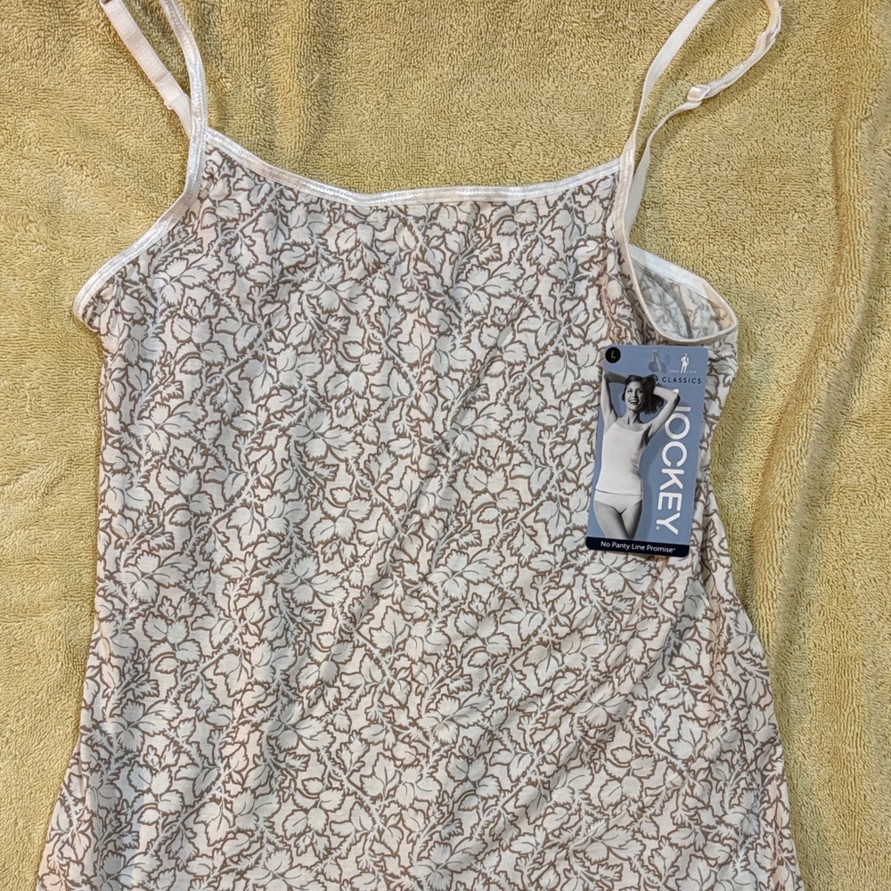Jockey White Cami with Beige Floral Print
